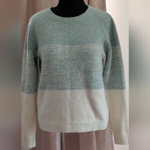 Cupcakes & Cashmere Blue and White Sweater Large